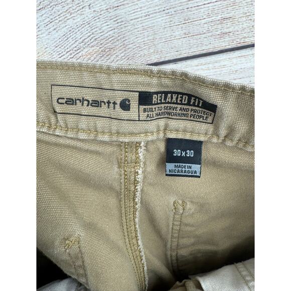 Carhartt Rugged Flex Relaxed Fit Canvas Work Pant Mens 30x30 Khaki Beige - Picture 4 of 11